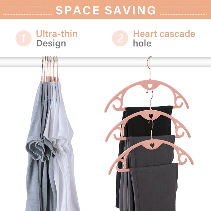 IEOKE Velvet Hangers 30 Pack: Felt Clothes Hangers Heavy Duty Shirt Sweater Hangers No Shoulder Bump Non Slip Slim Thin Coat Hangers for Closet - Pink/18 XL