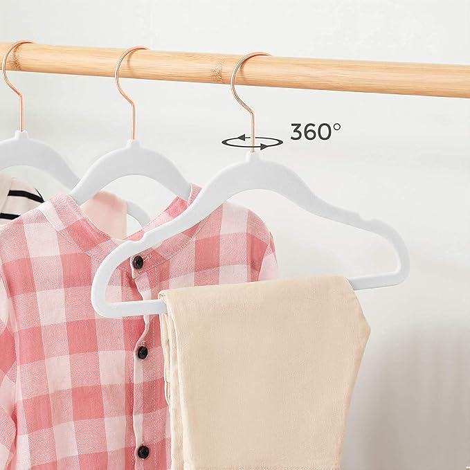 50 Pack Velvet Baby Hangers Non-Slip Clothes Hanger with Swivel Hooks, Space Saving Infant Toddler Closet Organizers, Ultra Thin Durable Child Hangers for Nursery, Kids, Children Wardrobe