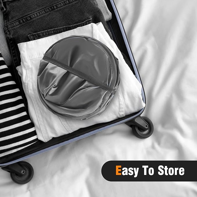 TECHMILLY Pop Up Foldable Laundry Basket, Mesh Laundry Hamper with Reinforced Handles for Dirty Clothes Storage in Dorm, Laundry Room, Bathroom, Grey(Fabric)