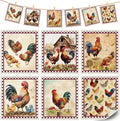 6Pcs 6 Styles Swedish Dish Cloths for Kitchen Reusable Quick Drying Sponge 7.7 x 6.8 Inch Rooster Chicken Dish Cloths Biodegradable Absorbent Towels for Home Office Countertop Tableware Use
