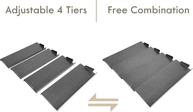 Foozet Spice Drawer Organizer for Kitchen, Adjustable Expandable Spice Rack Tray Insert 4 Tiers for Cabinet Drawer, 12.8" Wide x 17.5" Deep