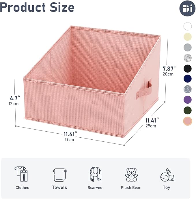 DIMJ Closet Storage Bins 10 Pack - Fabric Storage Baskets for Shelves, Collapsible Clothes Organizer with Handles, Trapezoid Shelf Organization Storage Cubes for Purse, Toys, Books, Towel, Clothes