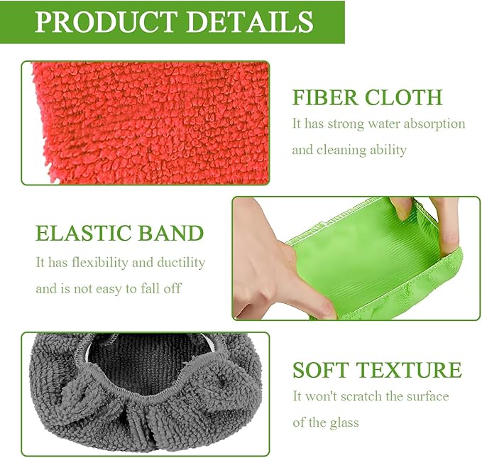 wuyaoyao 16PCS Car Windshield Cleaning Tool Bonnets, Microfiber Cleaning Cloth for Windshield Cleaning Tool, Replaced Car Care Microfiber Windshield Cleaner Cloths Pad, Fits 3" Plate (16PCS)