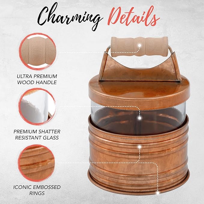 Autumn Alley Rustic Bathroom Accessories Set 4 - Copper Farmhouse Soap Dispenser, Toothbrush Holder, 2 Apothecary Jars Qtip Holder - Rustic Bathroom Decor – Farmhouse Bathroom Accessories