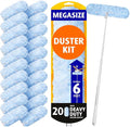 6 ft Extendable Duster Handle with 20 Refills, Compatible with Swiffer, Disposable Microfiber Dusting Pads for Home Cleaning, Ceiling, Fan, Window, Hard-to-Reach Areas