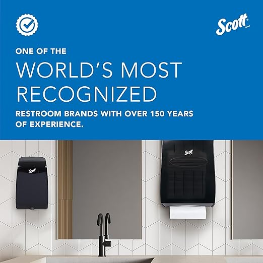 Scott Professional Essential High Capacity Manual Soap and Hand Sanitizer Dispenser (92145), 1.0 L Capacity, Black, Wall Mounted, Commercial Grade, 4.85" x 8.36" x 5.43" (Qty 1)