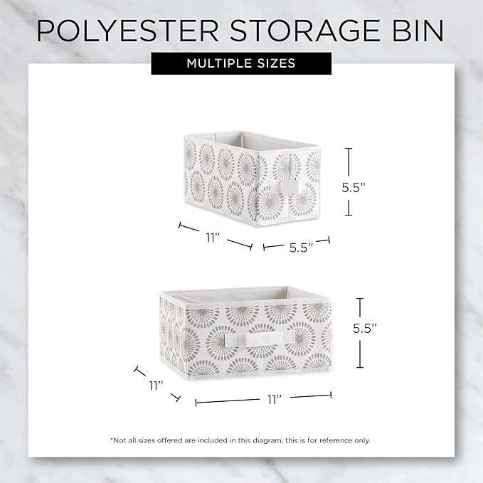 DII Non Woven Polyester Storage Bin, 11x11x5.5-inch, Starburst Gray, 2 Piece (Pack of 12)