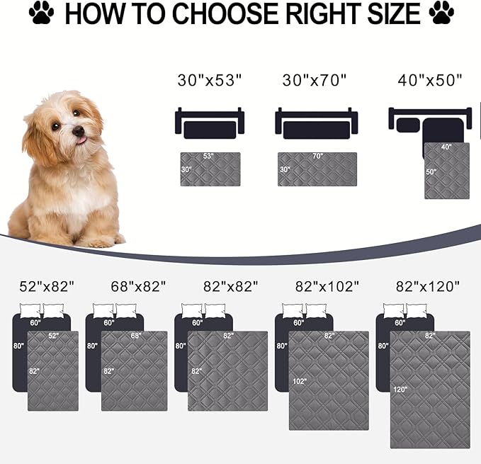 Smiry Reversible Waterproof Couch Covers for Sofa, Washable Dogs Pet Couch Covers for 3 Cushion Sofa Pet Friendly, Water Resistant Furniture Protector Slipcover, Geometric (40"x50", Grey/Light Grey)