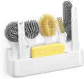 Dish Brush Set of 7 with Holder for Scrubing Dishes Pots Pans Bowls Plates Bottles Sinks Grills Kitchen Counter Microwaves,Organize in 1,Easy Storage,Compact design,Exchangeable handle,Drainage Design