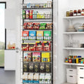 8-Tier Pantry Door Oragnizer, Over The Door Pantry Organizer Rack and Storage, Hanging Spice Rack Shelves Door, Home Office Laundry Room Bathroom & Kitchen Organization Essentials Metal