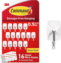 Command Small Wire Toggle Hooks, 16 Hooks and 24 Strips, Damage-Free Hanging Wall Hook with Adhesive, No Tools Required, Great for Home, Kitchen, and Office Organization, Holds up to 0.5 lb