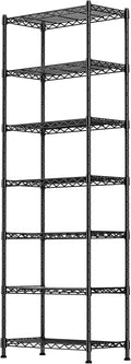 GIOTORENT 7-Wire Garage Shelving Storage Shelves, Kitchen Storage Adjustable Shelf, Metal Shelves 1400Lbs Capacity 24" W x 14" D x 71.6" H for Laundry Bathroom Pantry Closet, Black