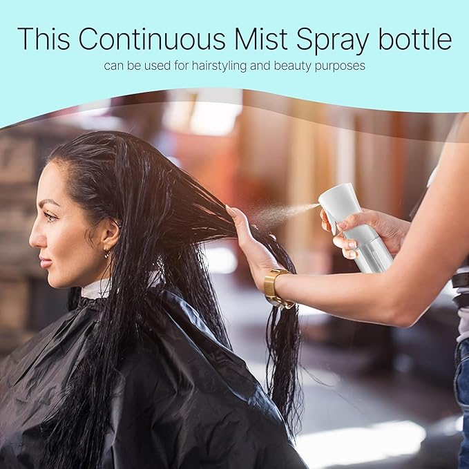 BeautifyBeauties Spray Bottle For Hair – Continuous Mister Spray Bottle for Hairstyling (White, 10.1 Ounces)