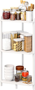 Corner Shelf Stand - 3 Tier Bamboo Small Corner Bookshelf for Office Kitchen Bedroom Plant Stand Living Room Decor Small Space (White，3 Tier)