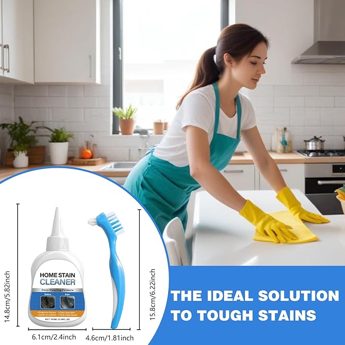 Home Stain Cleaner Gel, Washing Machine Cleaner with Brush, Home RemoverGel for Washing Machine, Refrigerator Strips, Deep Cleaning Gel for Tiles, Kitchen Sinks, Walls, Bathrooms (100 ML)