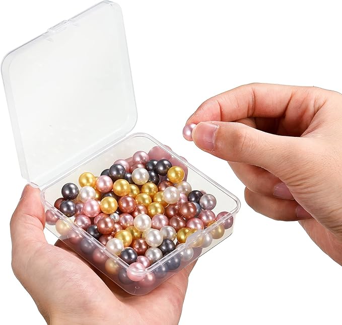6 Pieces Mini Plastic Clear Beads Storage Containers Box for Collecting Small Items, Beads, Jewelry, Business Cards, Game Pieces, Crafts (3.3 x 3.3 x 1.1 Inch)