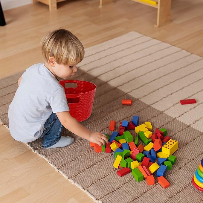 12-Pack Plastic Storage Baskets, Stackable & Nestable Organizer Bins for Toys, Clothes, Home (Multicolor - Circular)