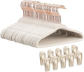50-Pack 11 Inch Baby Closet Hangers with 10 Clips - Soft Velvet Non-Slip Hangers for Infant & Toddler Clothes (Beige)