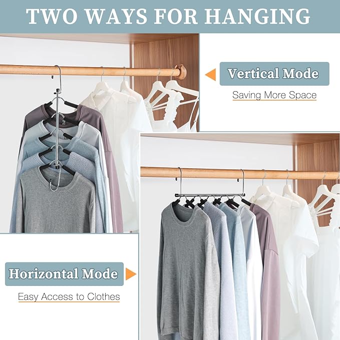 Clothes Hangers Space Saving Shirt Organizer, Non Slip Multi Shirt Hangers for Closet with Foam Padded Closet Organizers and Storage for Sweater Hoodie Blouse Coat Dress Short Black 4 Pack