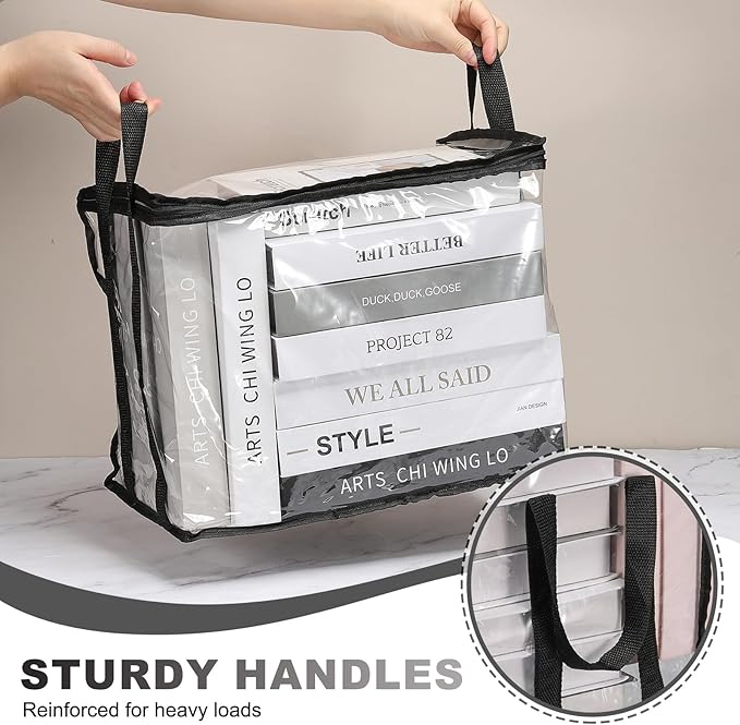 PATIKIL 15x9.5x12.6in Clear Storage Bags, Plastic Storage Bags Clear Small Zippered Organizers Foldable Closet Bed Sheet Organizer Cube with Zipper Handles for Book Clothes Yarn,L, Gray