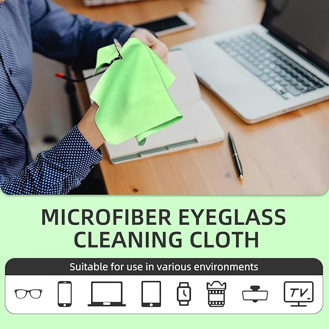 Suede Eyeglass Cloth 15.8 X 15.8 Inches Extra Large Cleaning Cloth Washable, Durable, Ultra-Fine High-Tech Quality Material for Eyeglasses, Lenses, Electronics and Screens, Car Mirrors Green