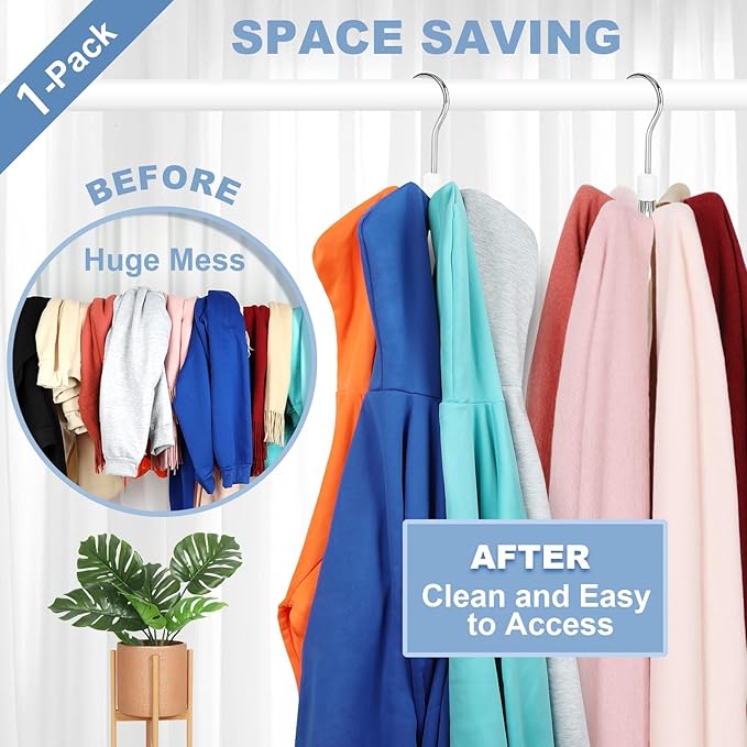 TOPIA HANGER Hoodie Hanger with 6 Cedar Balls, 360°Swivel Purse Hanger, Scarf Hanger, Closet Hooks, Handbag Organizer, Bra Hanger, Accessory Organizers for Scarf, Tanktop, Hat, Hoodie CT56C
