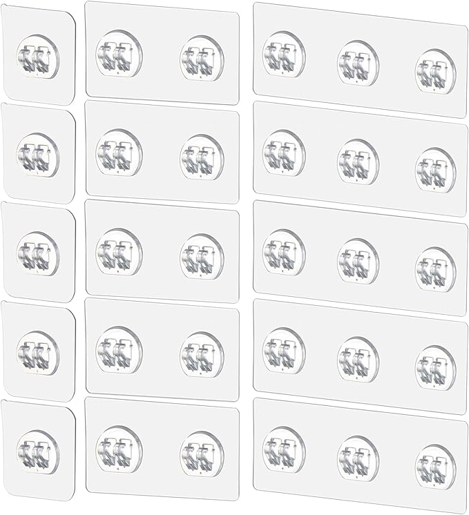 ZOMETUO 15 Pack Shower Caddy Adhesive Replacement, No Drilling Shower Shelf Adhesive, Strong Caddy Sticker Hooks Replacement for Showers Shelves and Kitchen Racks Organizer