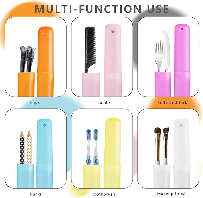Toothbrush Travel Case 32 Pcs, Portable Travel Toothbrush Holder 7 Colors Transparent Frosted Plastic Toothbrush Protector Cover, Classroom Pencil Case
