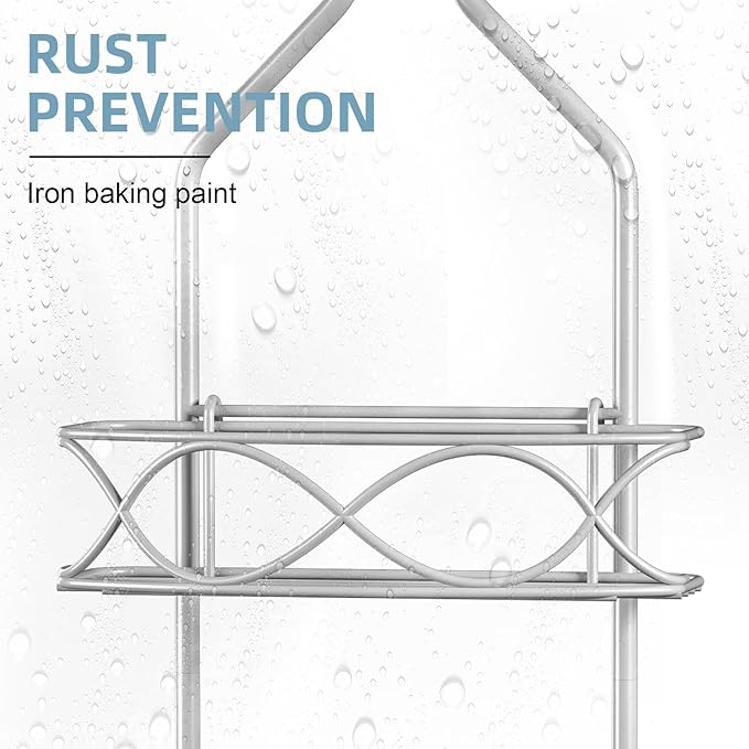 Shower Caddy Hanging 3 Tier with Two Movable Baskets, Grey Shower Caddy with Hooks for Towels, Sponge and More