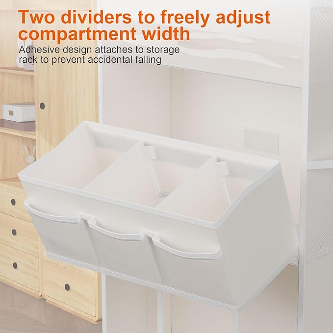 OneDream 5-Tier Over the Door Organizer with Removable Storage Caddy, Baby Clothes Organizer for Nursery, Hanging Behind Door Storage with Clear Pockets and Side Mesh Compartments, Beige