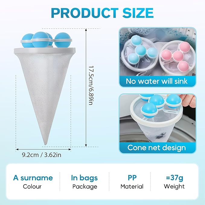Pet Hair Remover for Laundry, 2026 Upgaded 3pcs Floating Hair Filtering Mesh Removal for Washing Machine, Reusable Dog & Cat Hair Remover Tool for Pet Fur, Hair, Lint, Dander from Laundry (Colorful)