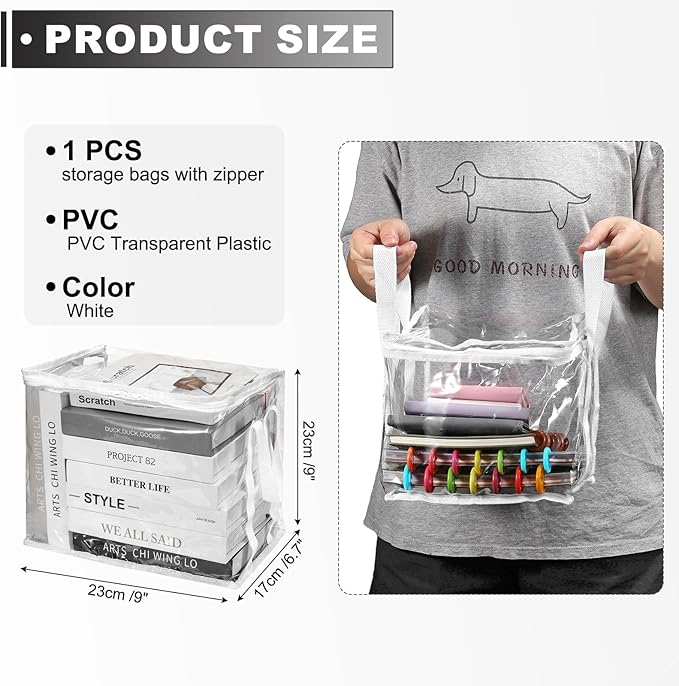 PATIKIL 9x10.6x9in Clear Storage Bags, Plastic Storage Bags Clear Small Zippered Organizers Foldable Closet Bed Sheet Organizer Cube with Zipper Handles for Book Clothes Yarn,S, White