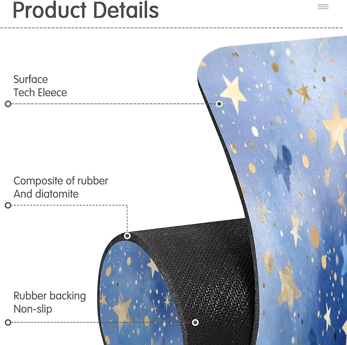 Blue Romantic Golden Stars Gradient Kitchen Sink Splash Guard Sink Faucet Mat Faucet Handle Drip Catcher Drain Mats for Kitchen Bathroom Countertop Absorbent Dish Drying Pad 2Pac