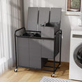 3-Compartment Laundry Cart with Lockable Wheels & Lid 180L Large Wheeled Laundry Basket Heavy-Duty Sorting Organizer for Laundry Room (Grey)