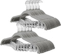 ManGotree Pants Hangers with Movable Clips, Non-Slip Velvet Skirt Hangers, Space-Saving Clothes Hangers for Pants, Skirts, Shirts, Coats, Dresses (32 Pack, Grey)