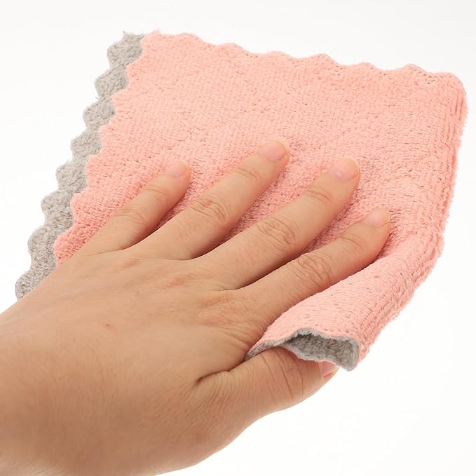 Luxshiny 10pcs Kitchen Dish Cloths Set, Thick Double-Sided Absorbent Cleaning Cloths, Random Color Microfiber Rags for Dishwashing and Countertop Cleaning in Home Kitchen