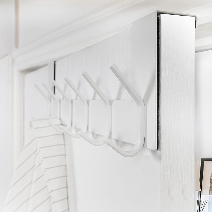 WEBI Over The Door Hook White,Over The Door Towel Rack,Door Hanger,Door Coat Towel Hanger,Door Coat Rack for Hanging Clothes,Jacket,Back of Bathroom,2 Packs