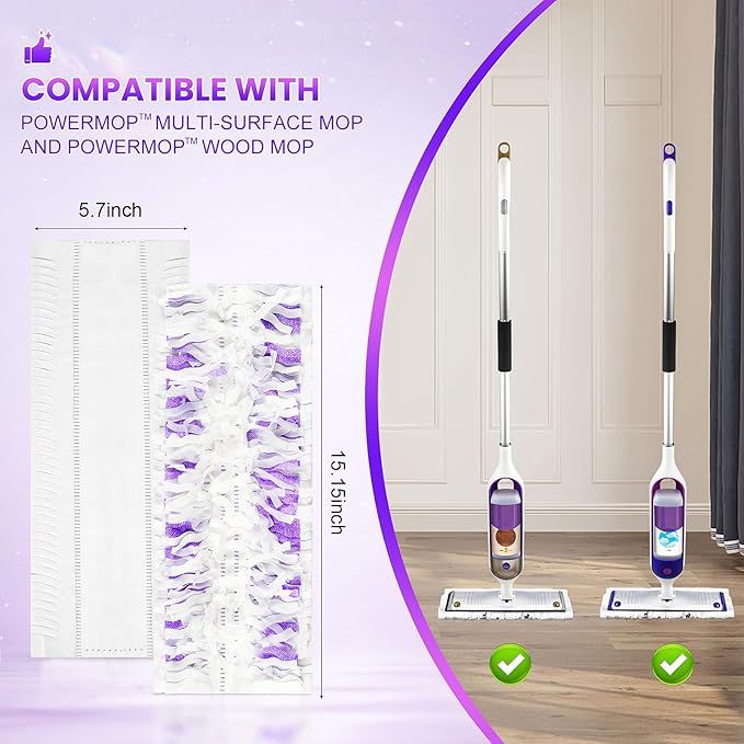 30 Pack Disposable Moping Pads Refills for Power Mop™ Multi-Surface Mop and for PowerMop™ Wood Mop, Replacement Mop Pads for Floor Cleaning
