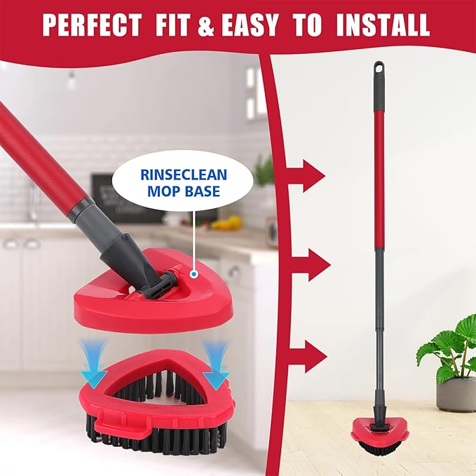 2 Pack Scrub Brush Replacement Head for O Cedar 2-Tanks RinsClean System, Spin Mop Replace Head Base, Shower Floor Scrubber, Hard Bristle Cleaning Brush for Bathroom Kitchen Wall Tile