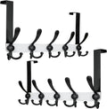 Dseap Over Door Hook 2.0 - Upgraded Version - Simple-Assembly, Strong, Heavy-Duty Stainless Steel 5-Tri-Hook Over The Door Hanger Rack, SimpleStrong Series, White & Black, Pack of 2