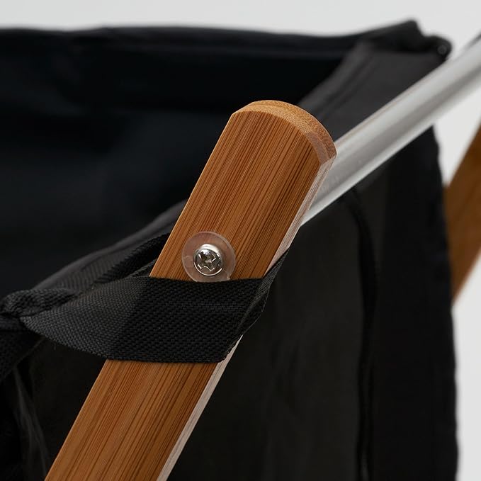 Household Essentials X-Frame Bamboo Hamper, Washable Black Liner and Bamboo Frame, and Renewable, Folds for Storage, Simple and Chic, Natural