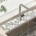Ceramic Wall Tiles Kitchen Sink Splash Guard Faucet Mat Moroccan Graphics Super Absorbent Fast Drying Mat Sink Splash Guard Behind Faucet for Kitchen Bathroom, 23.5"x5.5"
