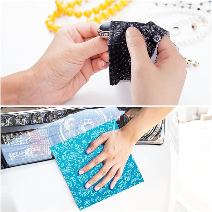 24 Pcs Microfiber Cleaning Cloth Paisley Elegant Flowers Design Glasses Cleaning Cloth Multicolor Microfiber Lens Wipes Reusable Eyeglasses Wipes for Camera Lens Cell Phone Screens, 6 x 6 Inch