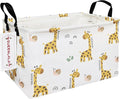 QUEENLALA Rectangular Laundry Hamper/Foldable Nursery Laundry Basket for Organizing/Storage Bin Baskets/Children Toy Office Bedroom/Toy Bin Closet Shelf Baskets (Rec-Giraffe)