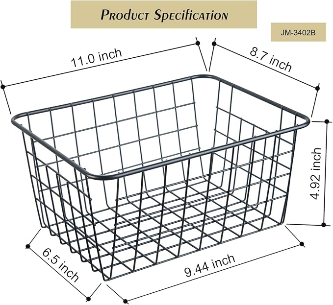 Wire Kitchen Storage Basket 4 Packs,Perfect Pantry Organization Accessories Basket,Laundry Basket,Countertop Organization, Suitable for Kitchen,Bathroom,Bedroom,Tabletop,Stackable,Bronze