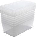 Simplify Storage Bins with Lids | Dimensions: 13.23"x 7.5"x 4.5" |6 Pack| Stackable | Nestable Bins | Great for Clothing | Books | Household Items | Shoes | Home Organization | Clear.