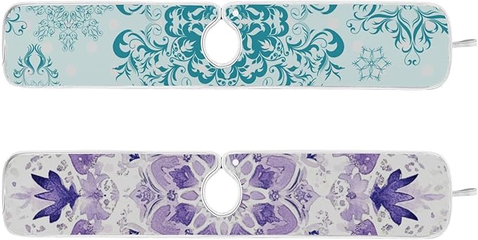 Sink Faucet Absorbing Mat Kitchen Sink Splash Guard Splash Faucet Drip Catcher for Bar RV Bathroom 2PCS 23.6x5.5in Lavender Flowers Teal Mandala Purple
