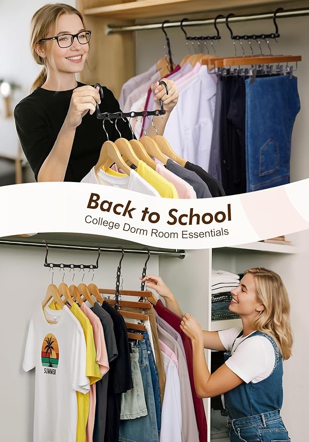 HOUSE DAY Closet Organizers and Storage 12 Pack, College Dorm Room Essentials, Multifunctional Organizer Magic Space Saving Hangers with 5 Holes, Storage Organization for Wardrobe Closet