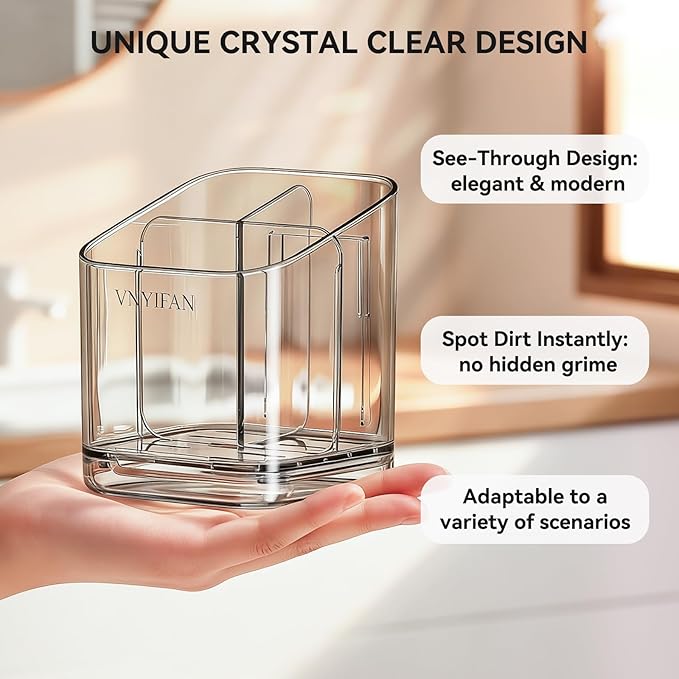Toothbrush Holders for Bathrooms, 3 Slots Detachable Toothbrush Holder Wall Mounted with Divider, Removable Electric Tooth Brush and Toothpaste Holder Organizer for Bathroom Countertop/Kitchen/Office