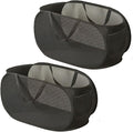 Rubruan 2 Piece Popup Mesh Laundry Basket Durable Handles Collapsible Laundry Baskets Folding Clothes Pastic Hamper for Laundry Room College Dorm (2 x Black)